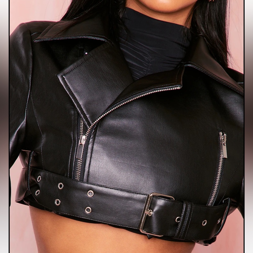 Cropped Leather Jacket - image 2